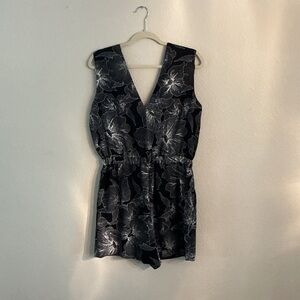 LOFT Black and Gray Floral Kids One Piece